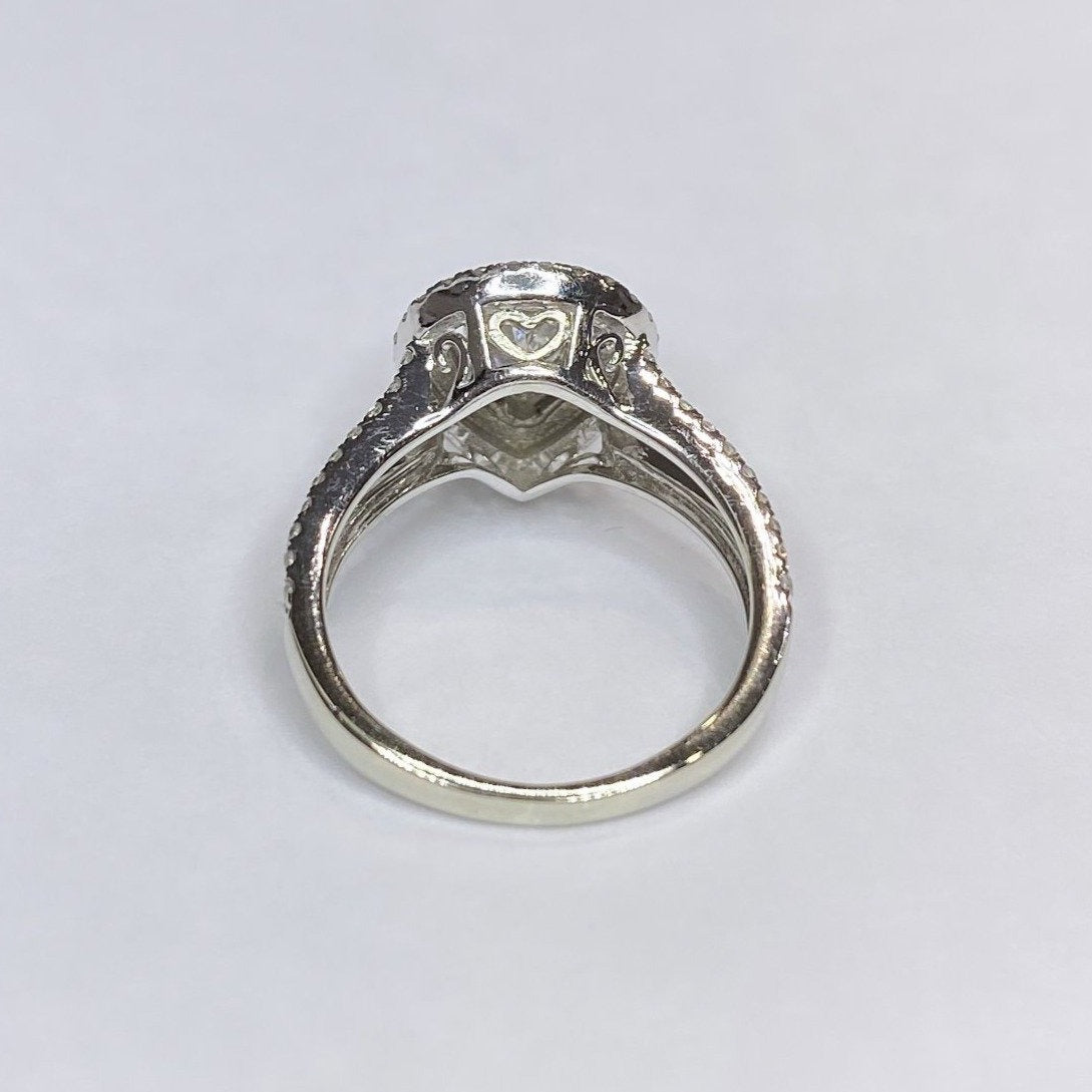 0.74ct Pear Shape Double Halo Ring 14k
