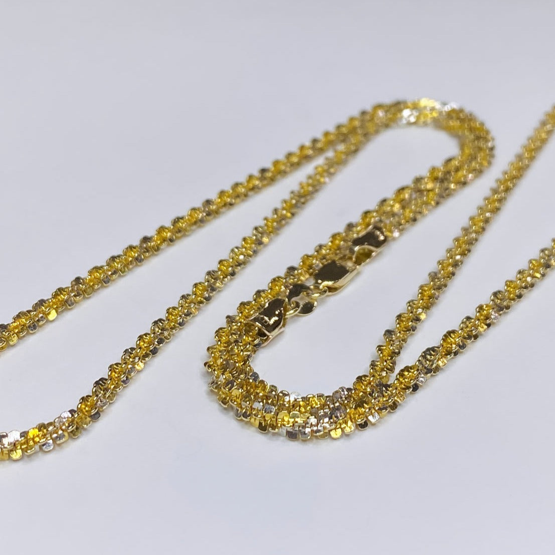14k Two-tone Diamond Cut Chain