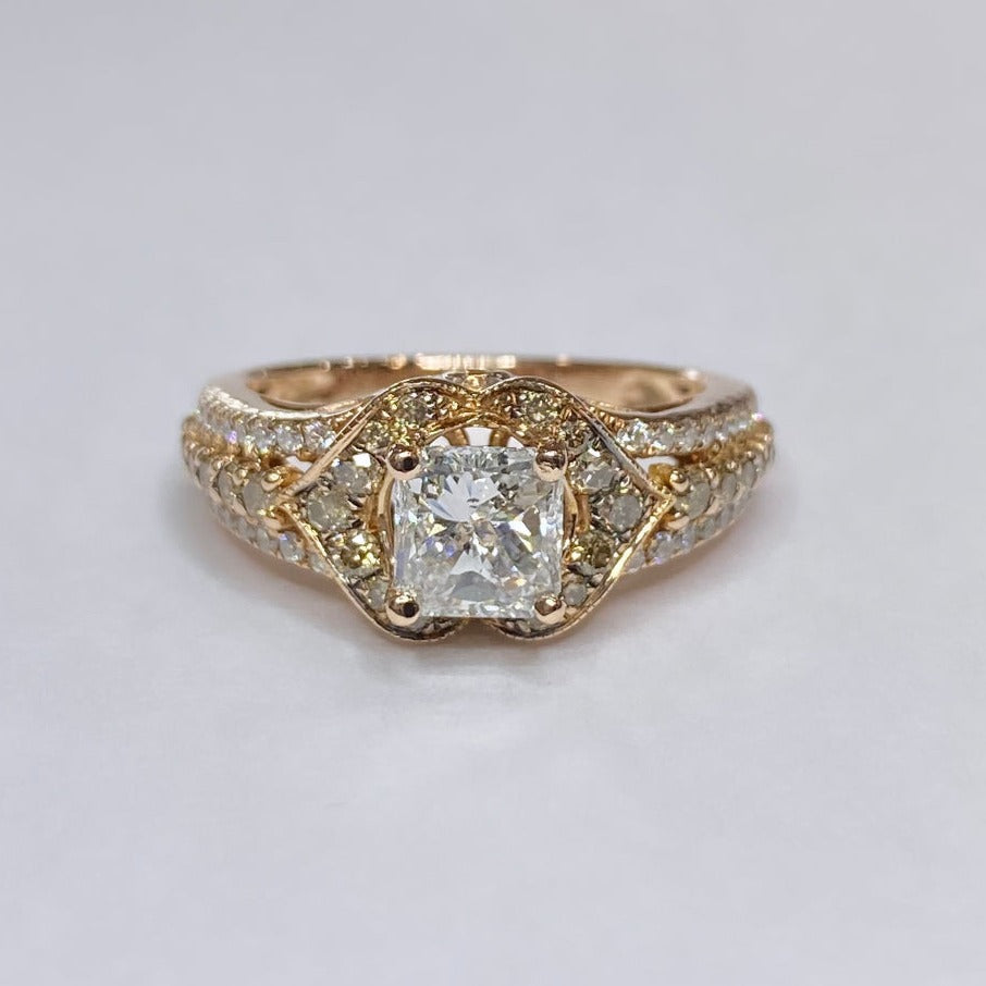 14k Rose Gold Princess Cut Diamond Engagement Ring
