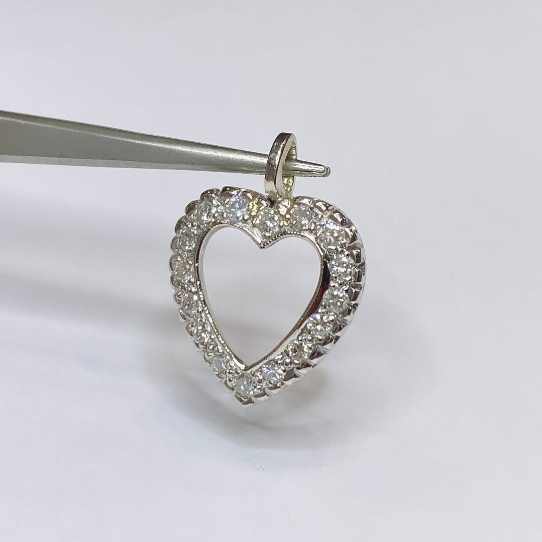 14k Vintage Diamond Heart Charm