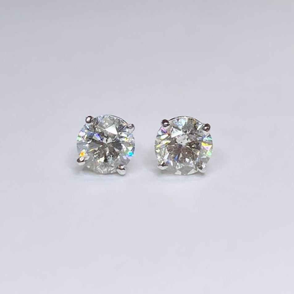 2ctw Round Diamond Stud Earrings