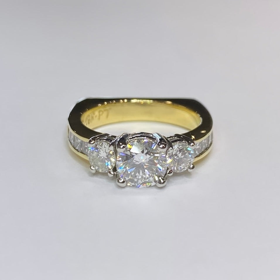 18k & Platinum Three-Stone Diamond Ring