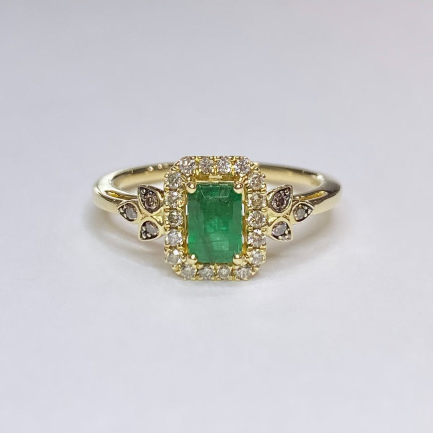 LeVian Genuine Emerald With Diamond Halo