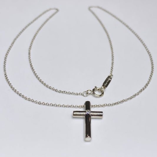 Tiffany & Co. 18k Diamond Cross Necklace