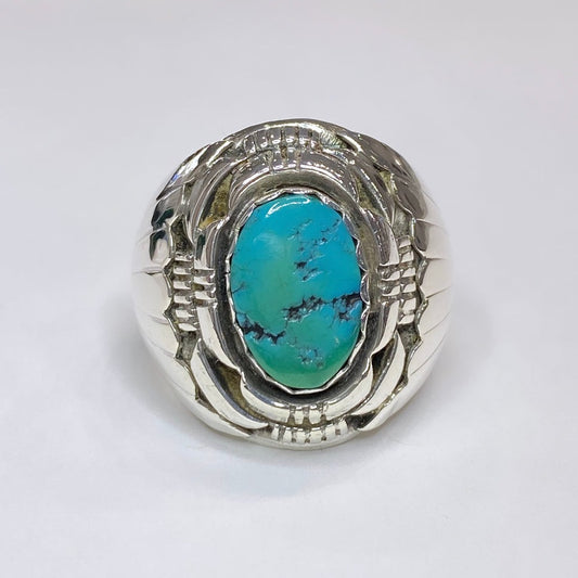 Men’s Oval Turquoise Sterling Silver Ring