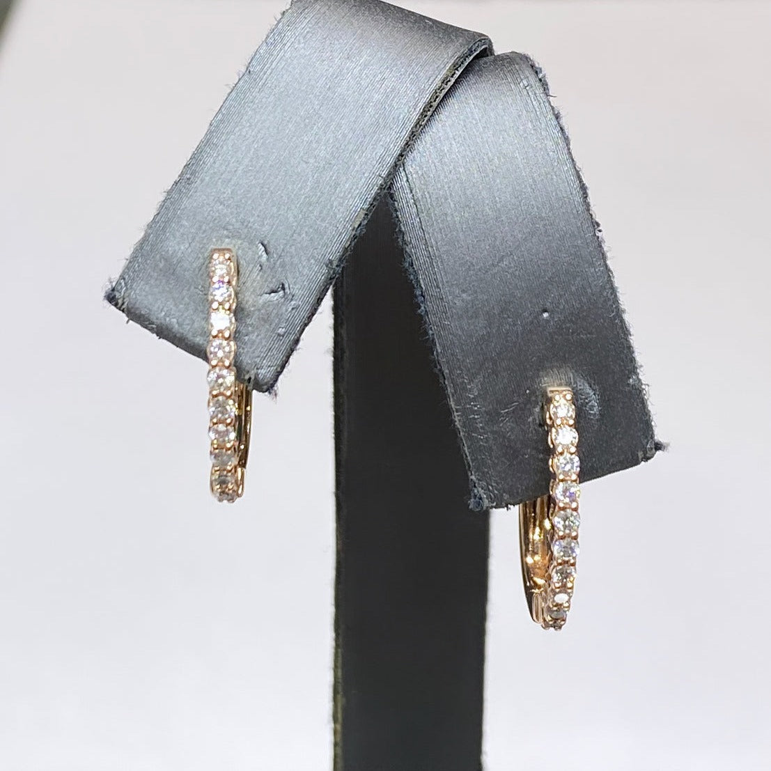 10k Elongated Diamond Hoop Earrings