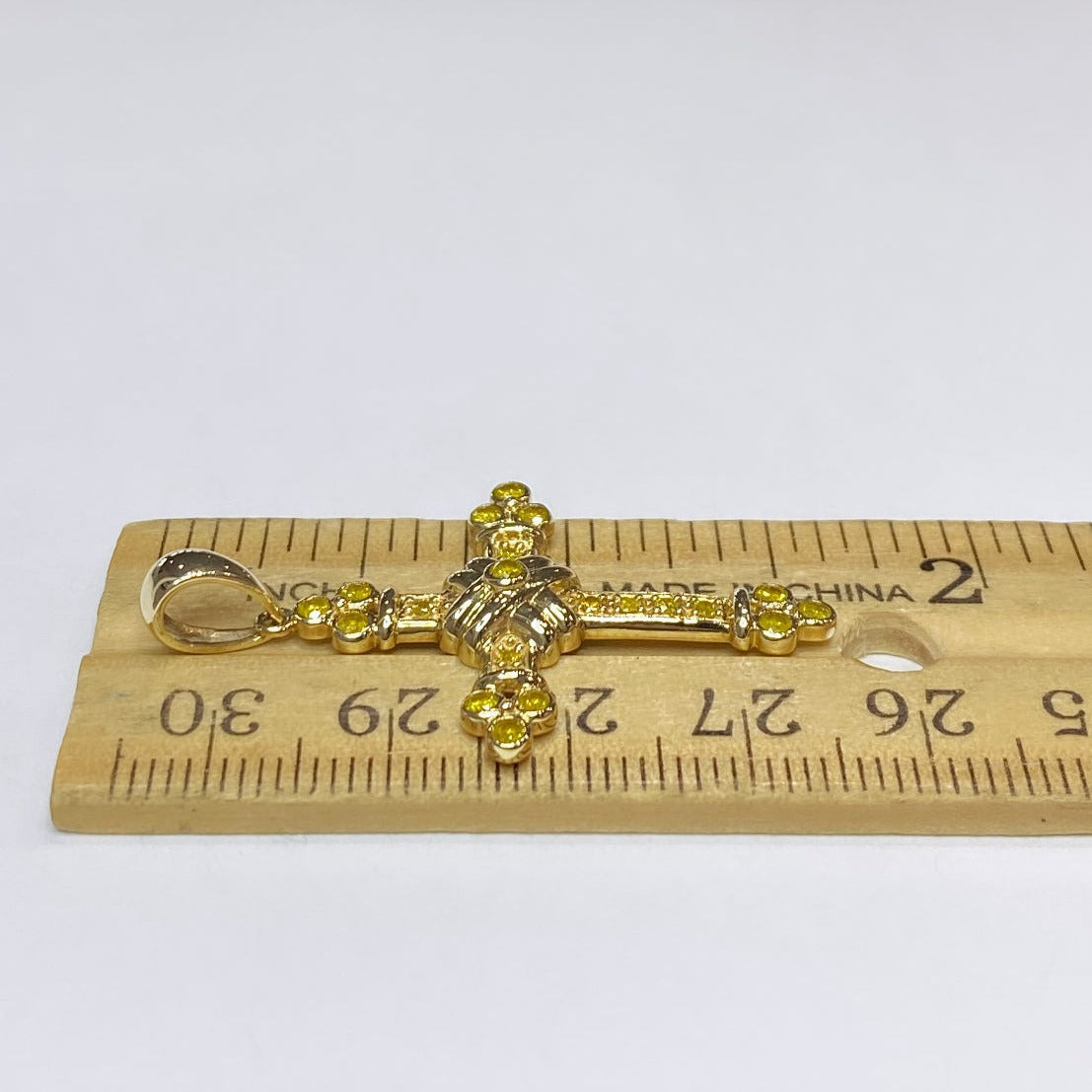 14k Yellow Diamond Cross Pendant