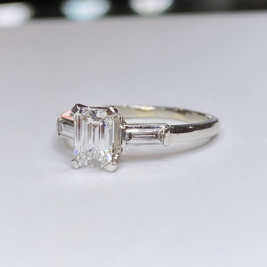 Emerald Cut Platinum Engagement Ring