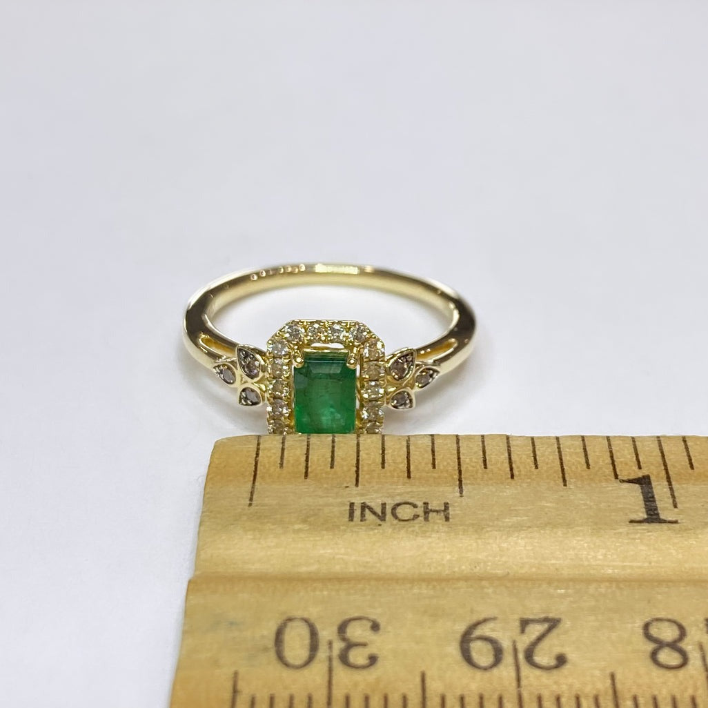 LeVian Genuine Emerald With Diamond Halo