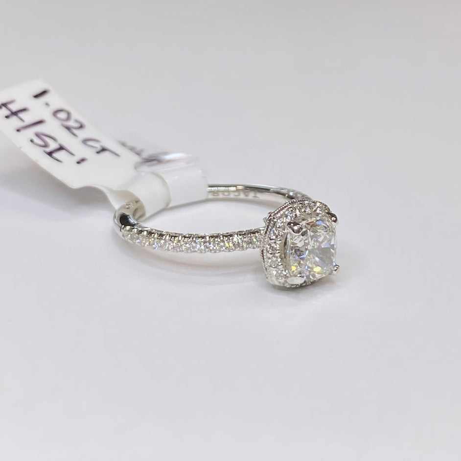 Tacori 1ct Cushion Cut Diamond Petite Crescent Engagement Ring