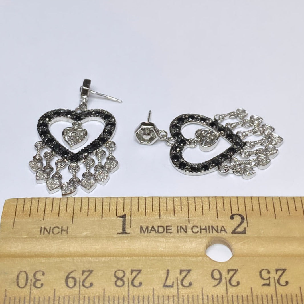 10k Diamond Heart Chandelier Earrings